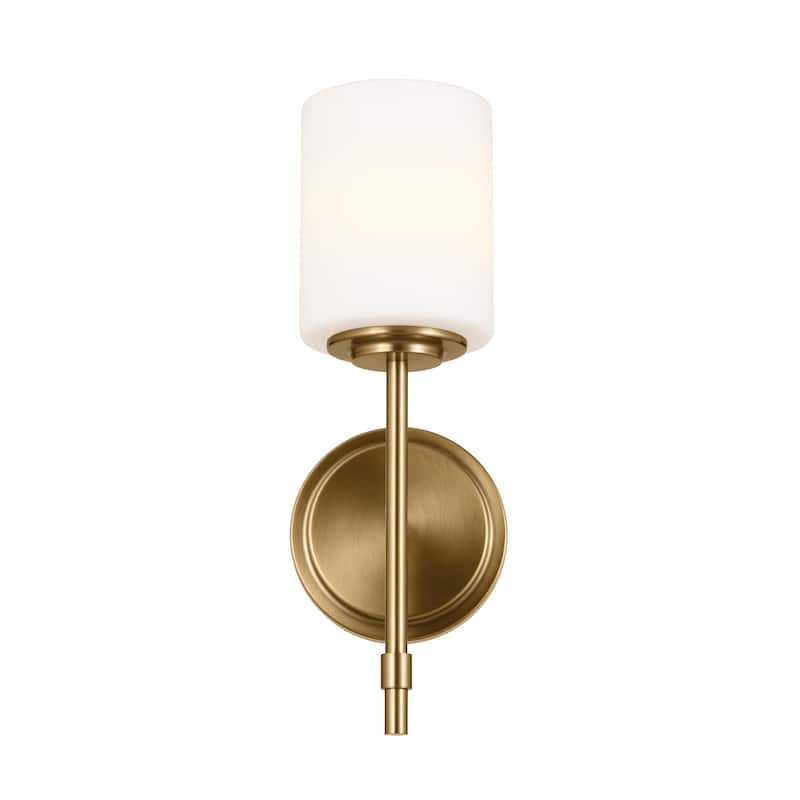 Kichler Lighting Ali 1-Light Brushed Natural Brass Wall Sconce with Glass Shade - 14.5 in
