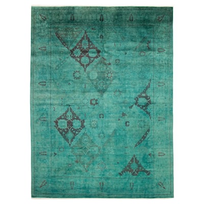 ECARPETGALLERY Hand-knotted Vibrance Teal Wool Rug - 8'10 x 12'1