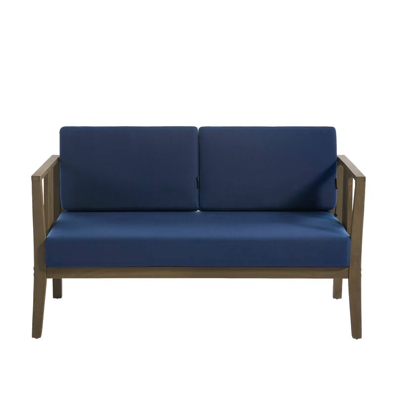 Teak Wood Weatherproof Outdoor Loveseat