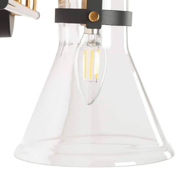 Mutch Modern Farmhouse 4-light Bathroom Vanity Light Rustic Industrial Glass LED Dimmable Wall Sconce