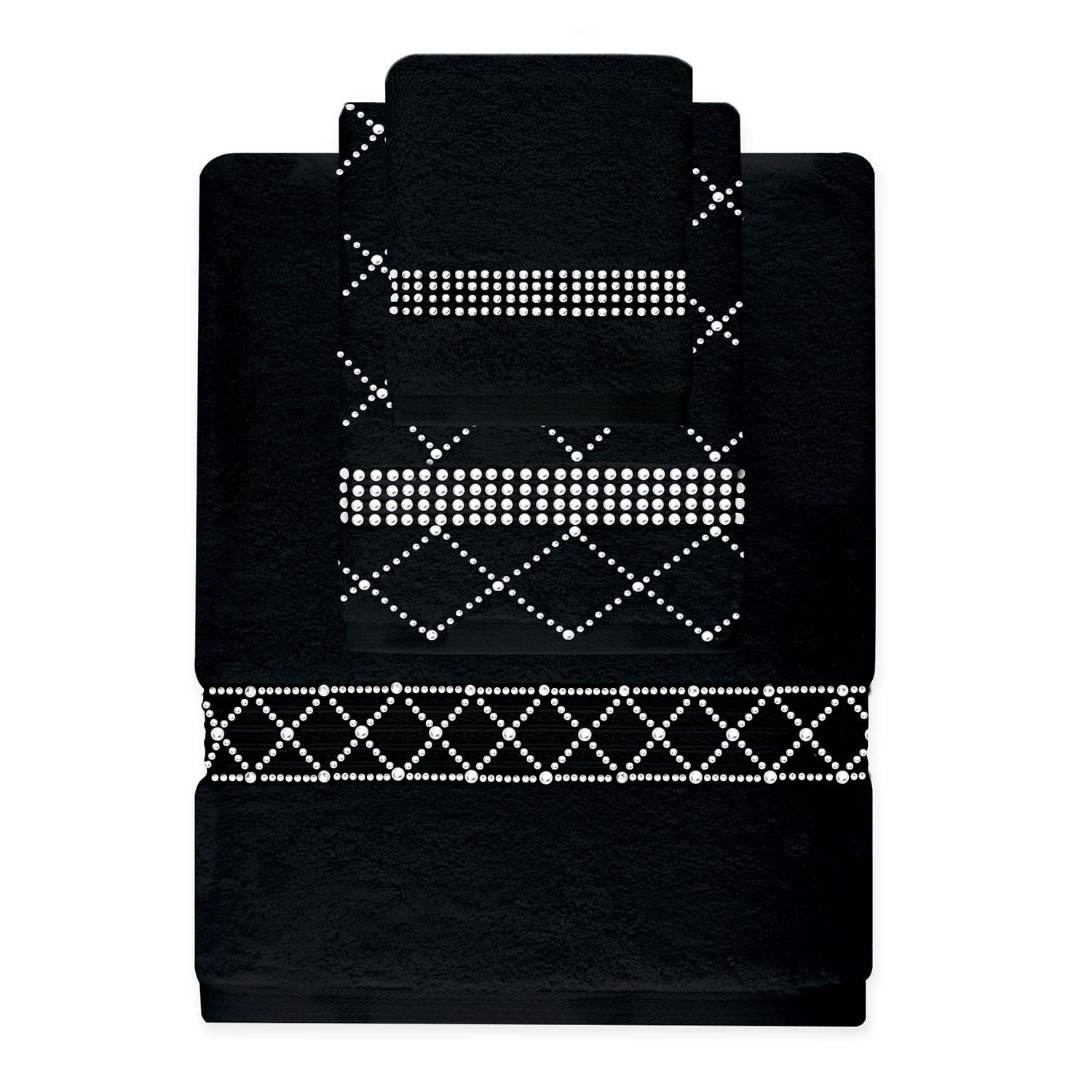 Sparkles Home Rhinestone 3 Piece Towel Set with X Design On