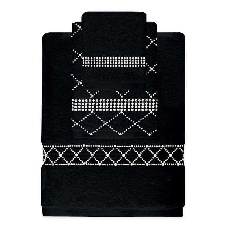 Sparkles Home Atlas 3-Piece Rhinestone Towel Set - Black