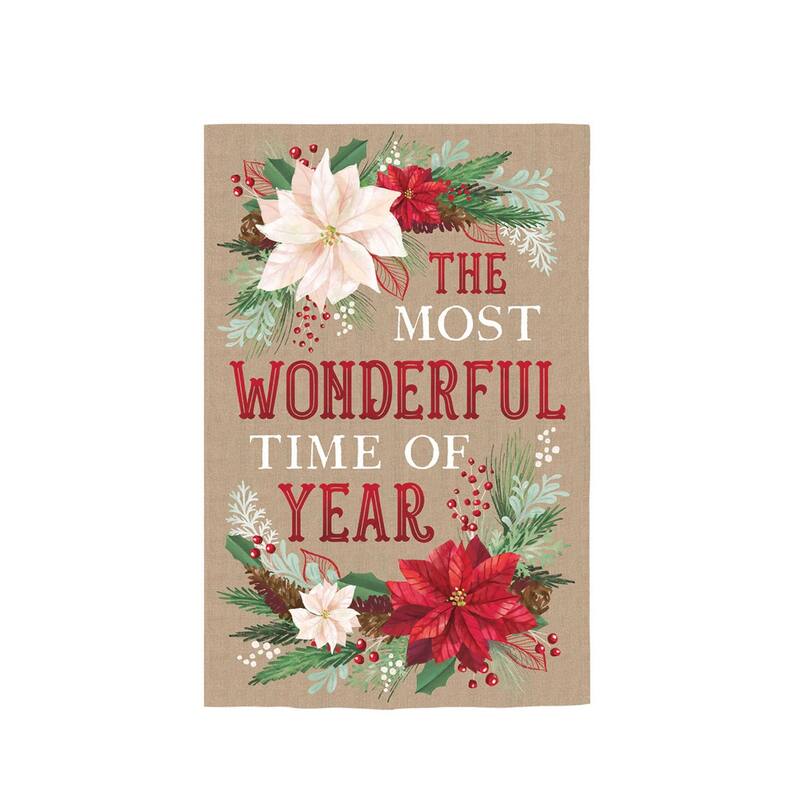 The Most Wonderful Time of the Year Burlap Garden Flag - Multi - Color - 12.5 in x 18 in