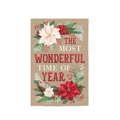 The Most Wonderful Time of the Year Burlap Garden Flag - Multi - Color - 12.5 in x 18 in