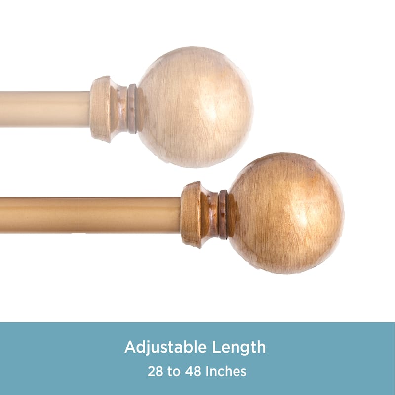 Kenney® Newbury 5/8" Standard Decorative Window Curtain Rod, 28-48", Brushed Brass