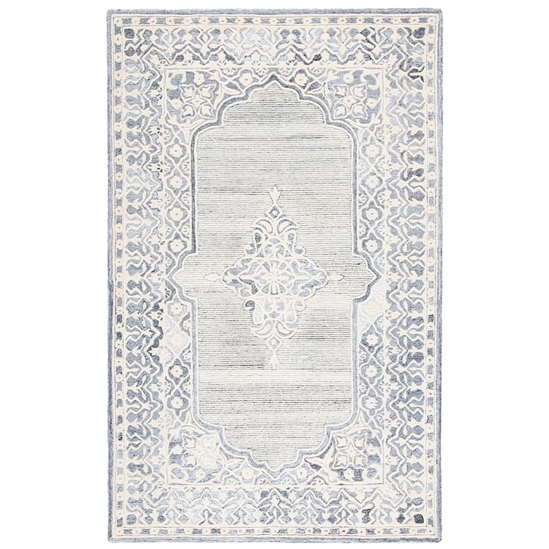 SAFAVIEH Handmade Metro Tallina French Country Wool Rug - 6' Square - Grey/Ivory