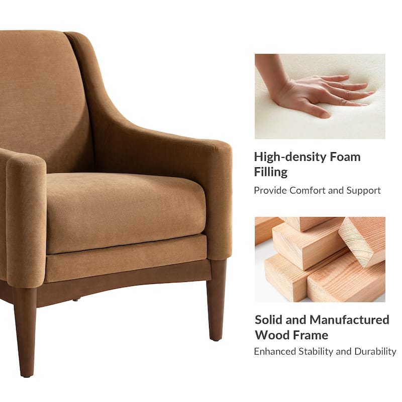 Francis Mid-Century Modern Living Room Armchair with Recessed Arms Set of 2 by HULALA HOME