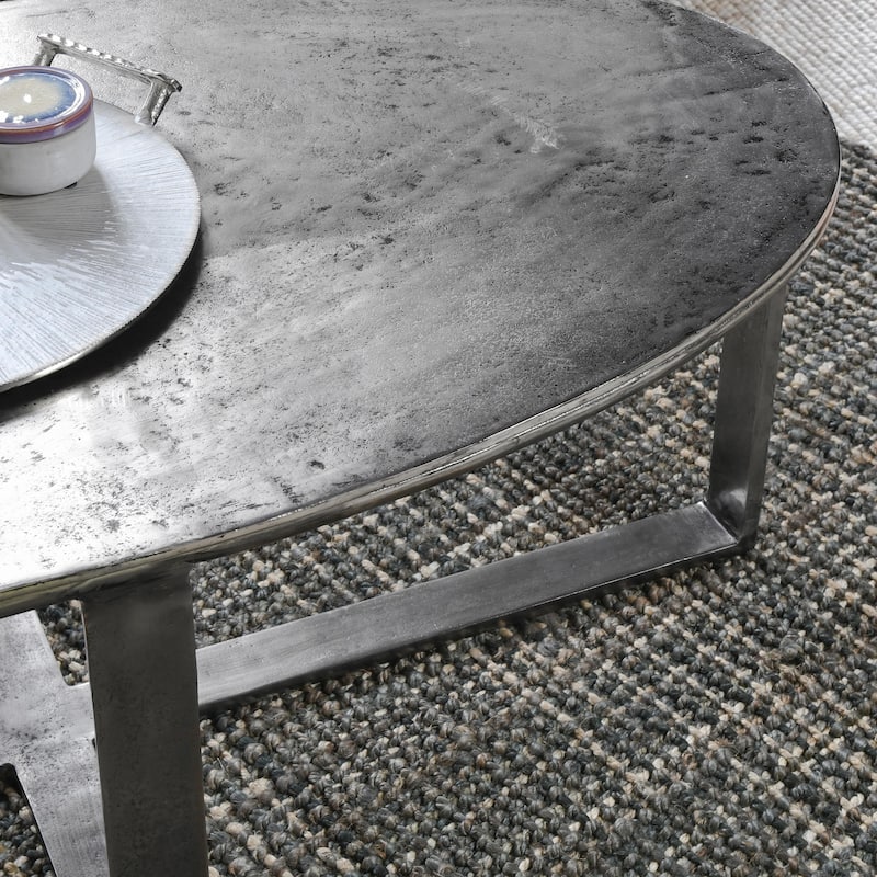 Classic Home Flores 48" Oval Metal Coffee Table