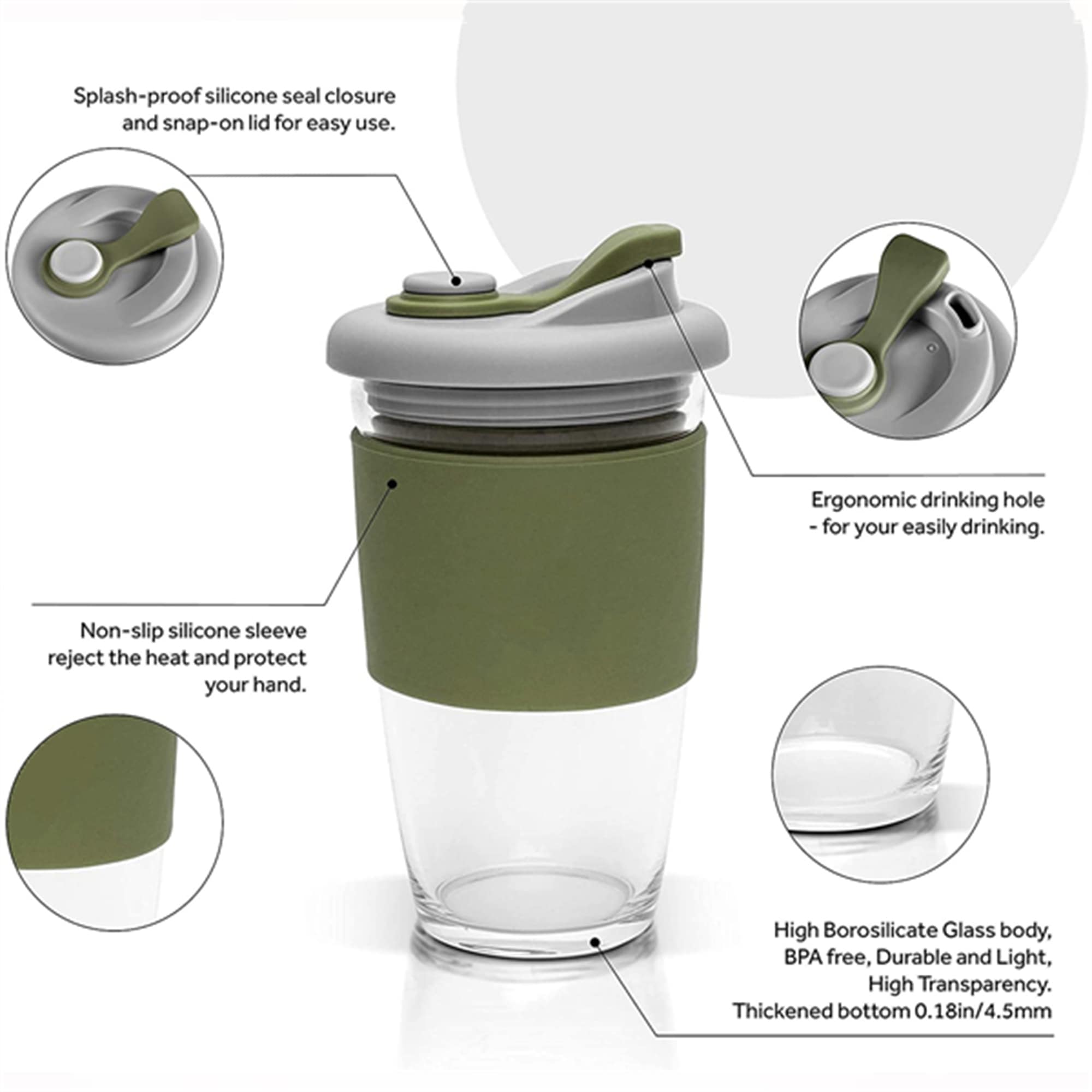 400ml Glass Coffee Cup with Silicone Sleeve « Safeshine