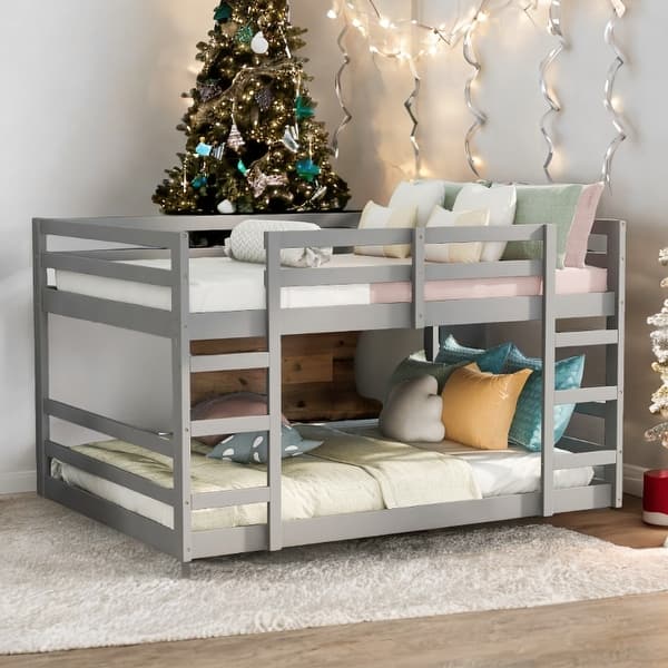 slide 2 of 22, Functional And Aesthetic Design Full Over Full Bunk Bed with Ladder