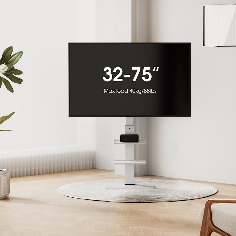 FITUEYES White Metal Base TV Stand for 32-75 inches TVs