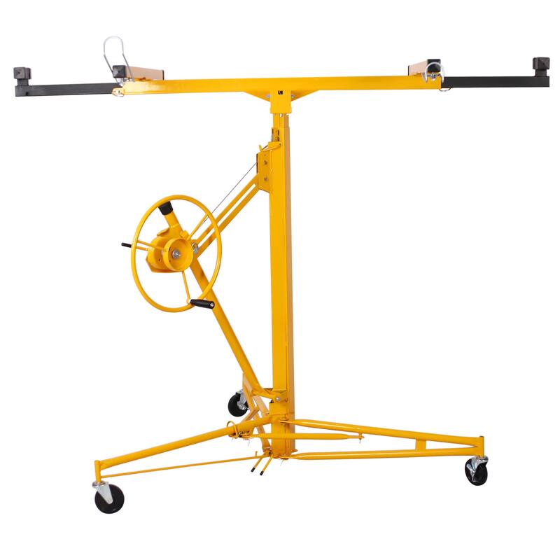 4' x 16' Drywall Panel Lift, Lockable Rolling Caster Ceiling Lift,150Lbs - Yellow
