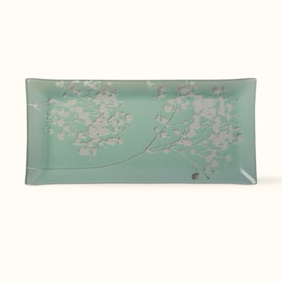Wild Flower Pressed Glass Serving Platter - Decorative White Multi Plate for Everyday Use, 14.5" x 6" x 0.75"