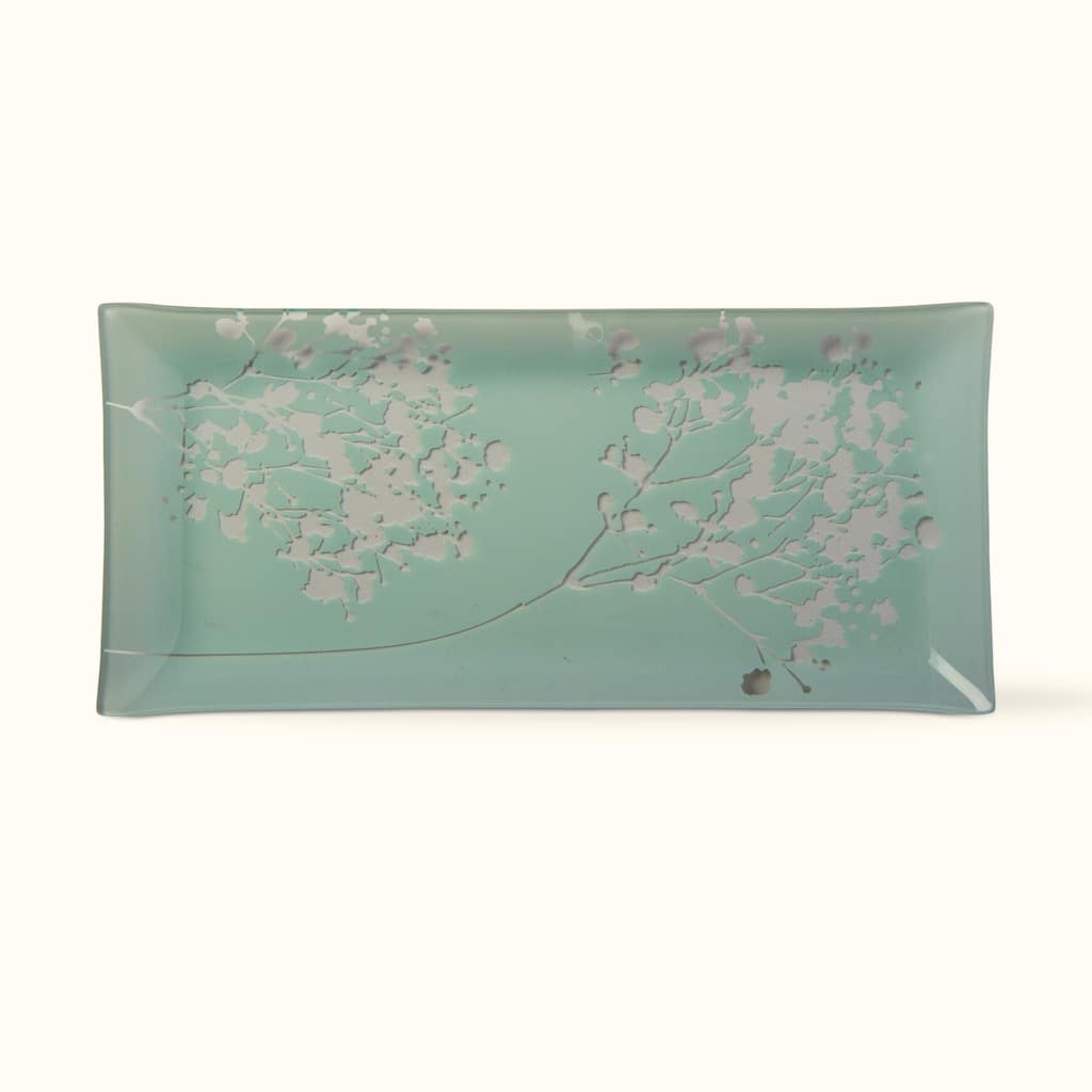 Wild Flower Pressed Glass Serving Platter - Decorative White Multi Plate for Everyday Use, 14.5" x 6" x 0.75"