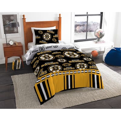 NHL Boston Bruins Rotary 4-piece Twin Bed in a Bag Set