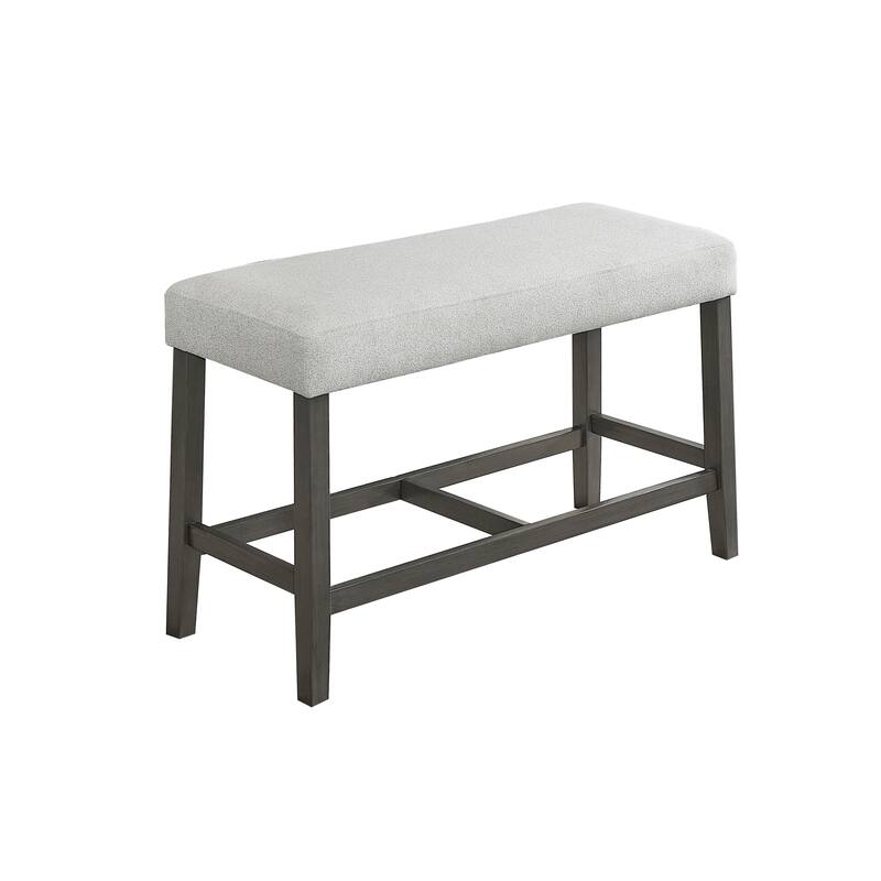Selena 40" Light Gray Fabric Counter Height Bench with Gray Wood Frame & Wooden Footrest - Upholstered Dining & Kitchen Seating