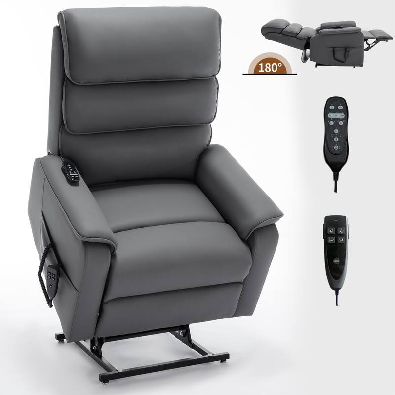 Dual Motor Infinite Position Power Lift Recliner Chair with Power-Remote, Heat Massage and Heavy Duty Motion Mechanism