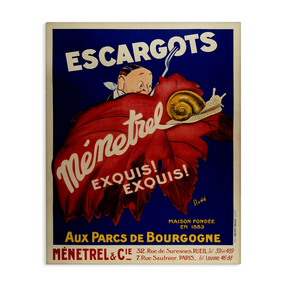 Stupell Vintage Escargots Advertisement Canvas Wall Art Design By Marcus Jules