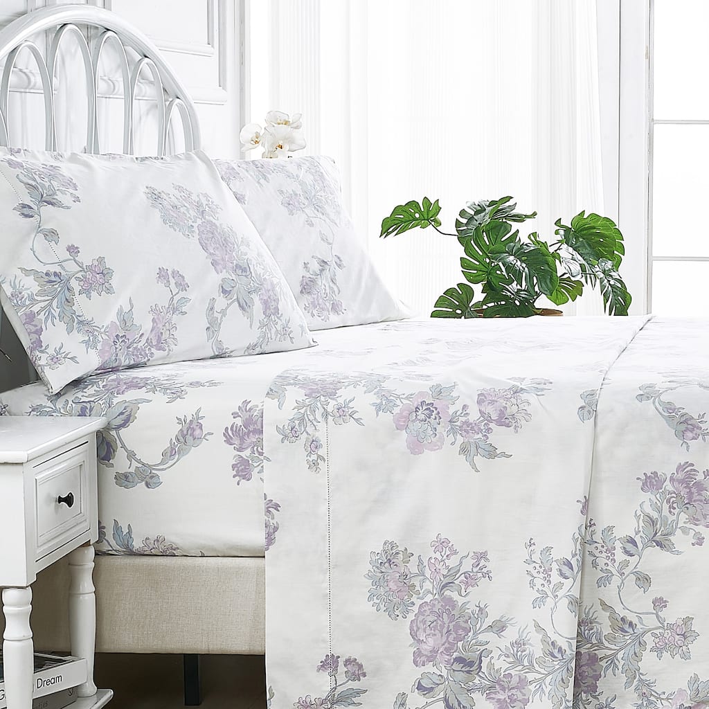 Jardin De Rose Percale Cotton Sheet Set