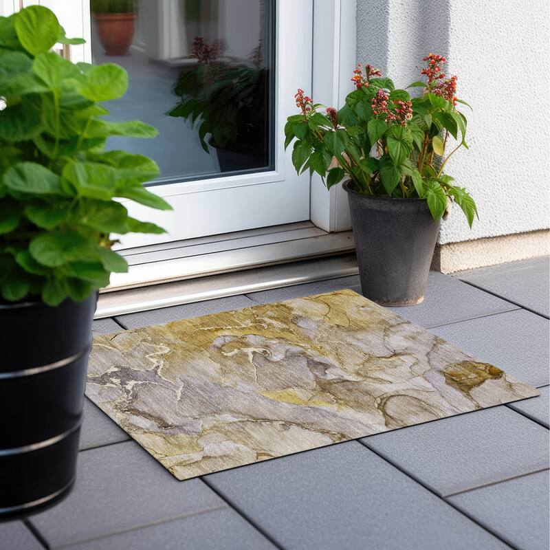 Pane Contemporary Abstract Weather Resistant Modern Chic Outdoor Rug