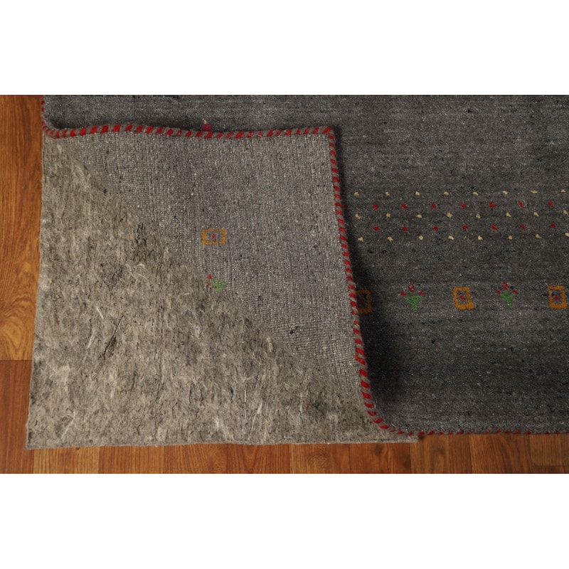 Gabbeh Oriental Area Rug Handmade Grey Modern Wool Carpet - 5'9" x 7'8"