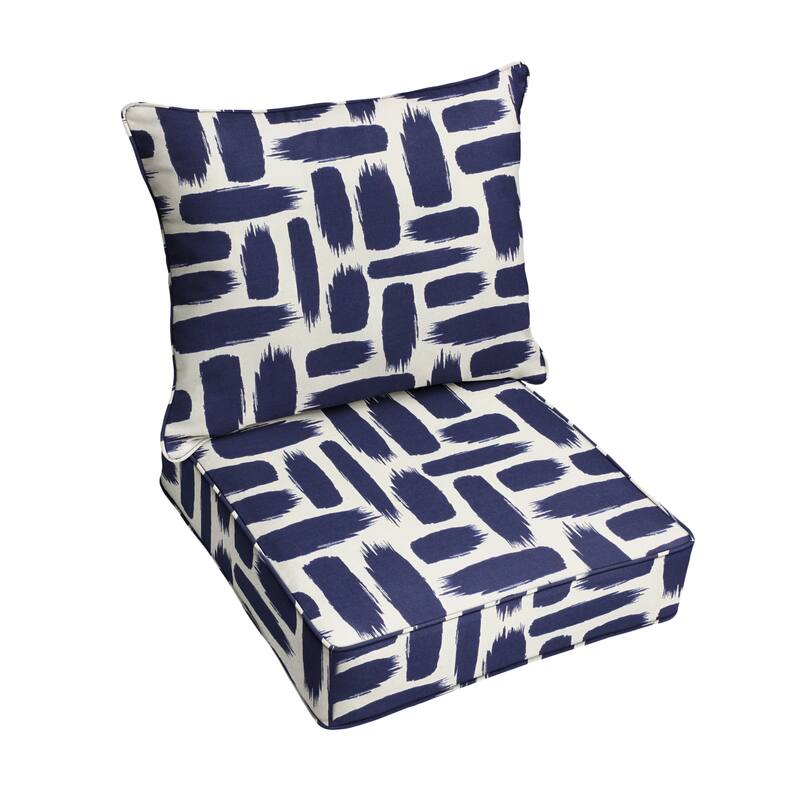 Blue Graphic Indoor/ Outdoor Deep Seating Pillow and Cushion Set