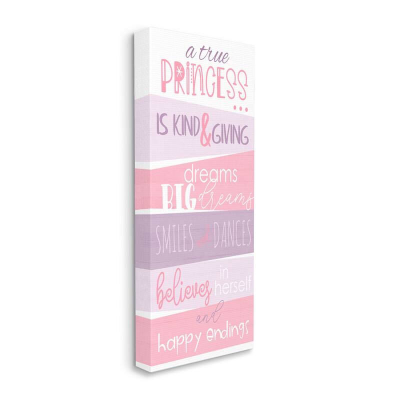 Stupell A True Princess Motivational List Pink Purple Phrases Canvas Wall Art