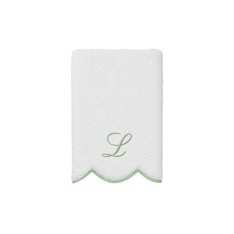 Authentic Hotel and Spa 100% Turkish Cotton Green ADORNIA Scallop Personalized 3 Piece Towel Set - 3 Piece Set
