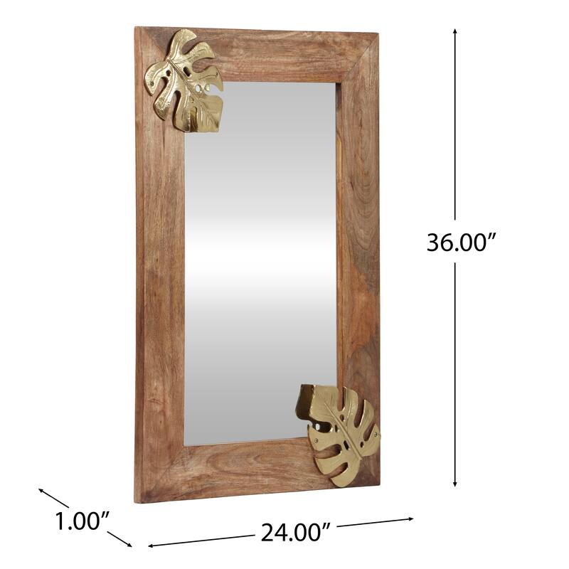 Ridgeway Boho Handcrafted Rectangular Mango Wood Wall Mirror by Christopher Knight Home - 24.00" L x 1.00" W x 36.00" H