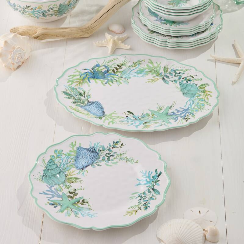 Certified International Sea Glass Melamine 2 Piece Platter Set - 18.00"L x 13.50."H x 0.75"H