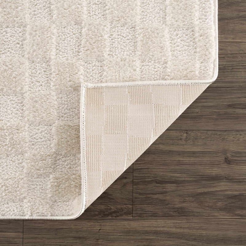 Hauteloom Keesa Hallway, Kitchen Runner Rug - High Pile - Off White - 2'7" x 7'3"