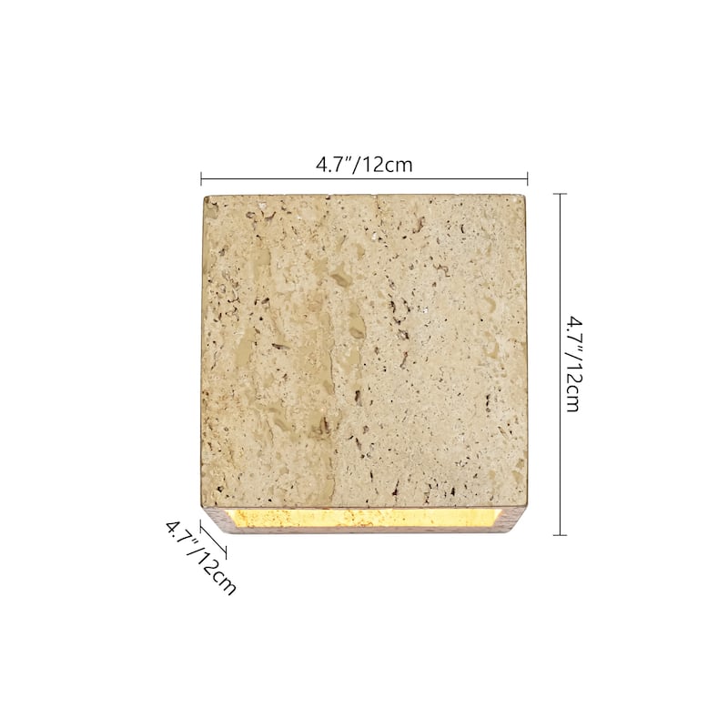 1-Light 5" Retro Yellow Square Cave Stone LED Flush Mount Wall Light for Staircase/Bedroom - 4.7 in. W x 4.7 in. H x 4.7 in. D