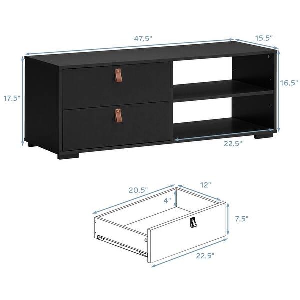 Modern TV Stand Wooden Media Center Console for TV with Drawers - On ...