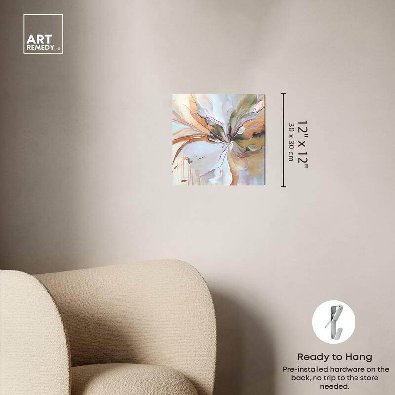 Art Remedy Golden Aesthetic Gallery Wrapped Boho Abstract 1 Piece Canvas Wall Art