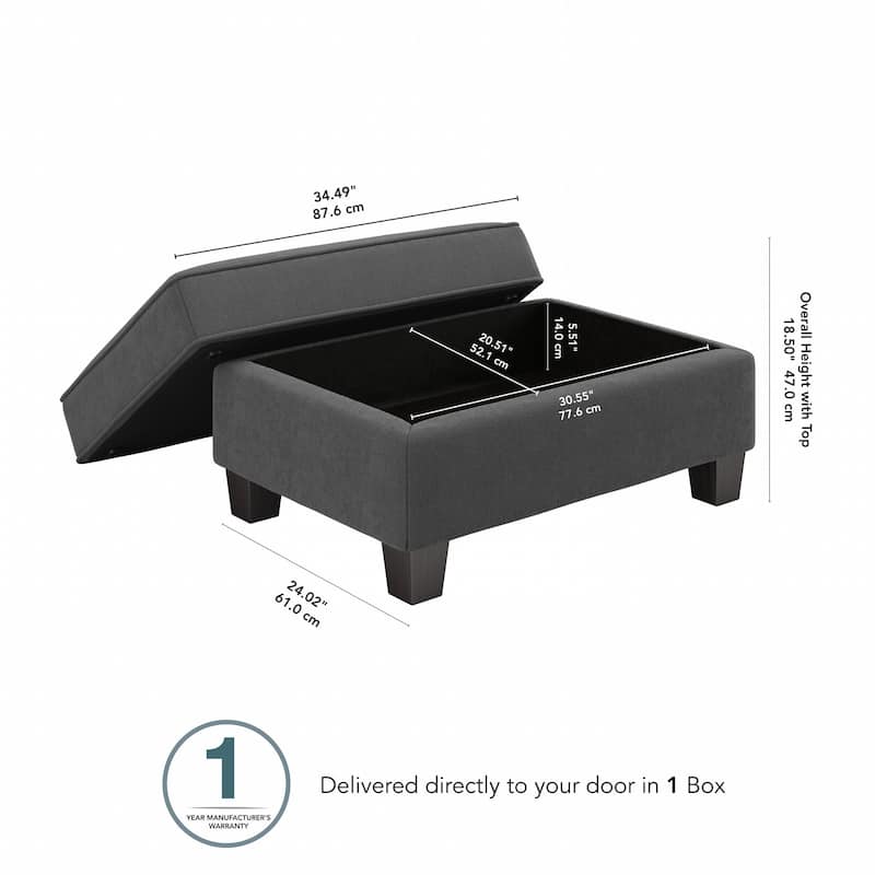 Bush Furniture Stockton Large Upholstered Storage Ottoman
