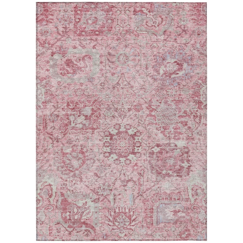 HomeRoots Damask Traditional Rectangle Outdoor Rug