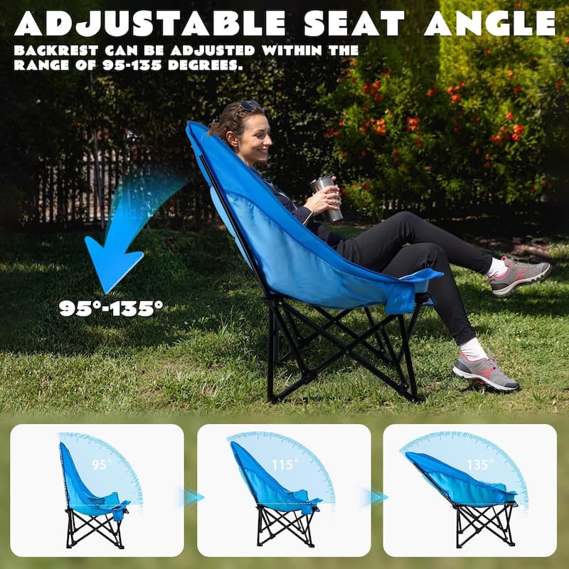 BOSSIN 500lbs Heavy Duty Camping Chair - Oversized Folding Outdoor Chair with Cup Holder, Side Pocket & Cooler Bag