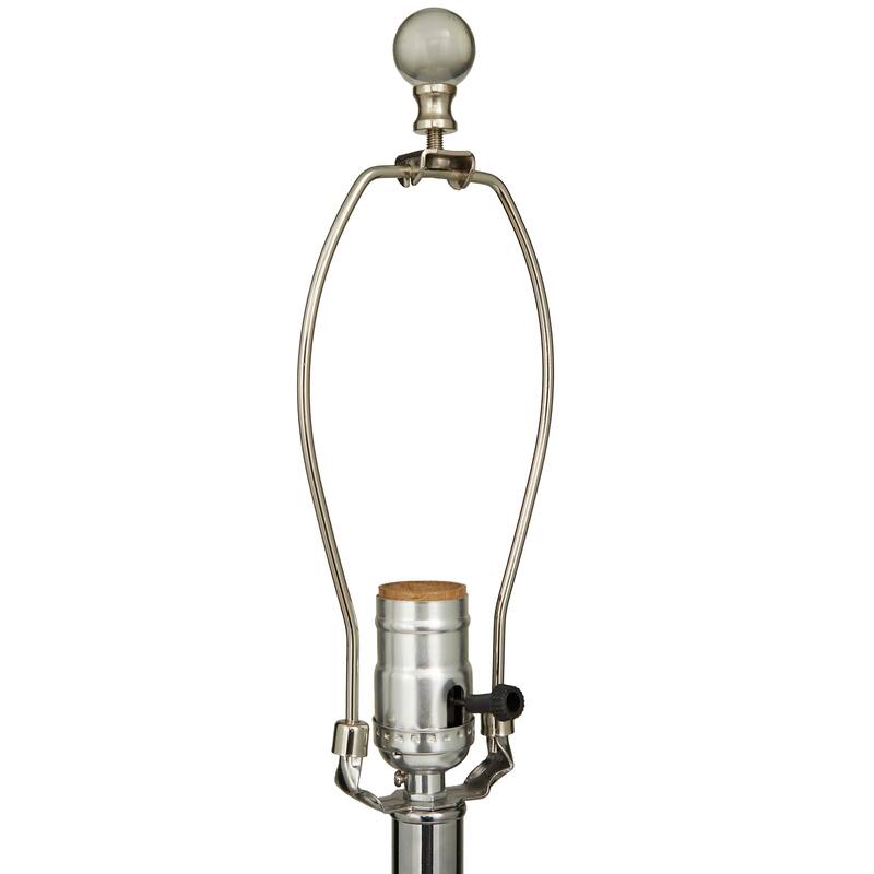 White Ceramic Fluted Base Table Lamp with Drum Shade