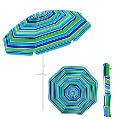 Gymax 6.5 FT Beach Umbrella for Sand Heavy-Duty Sunshade Parasol w/