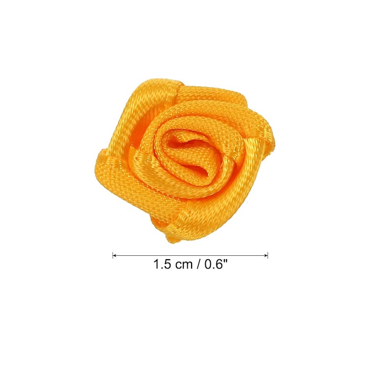 30Pcs Mini Satin Ribbon Roses Fabric Flowers Embellishments Rosettes - 1.5cm - Yellow