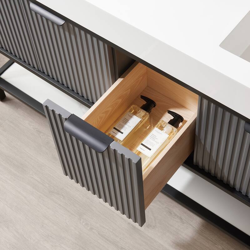 Marcilla 60 in. Double Sink Bath Vanity with Stone Sink Top
