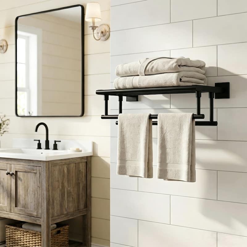 WOWOW Two Towel Holders Wall mounted Towel Rack