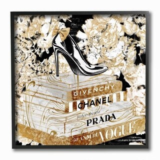 Stupell Black Heels White Gold Bookstack Glam Fashion Design Framed Wall Art  - On Sale - Bed Bath & Beyond - 31249168