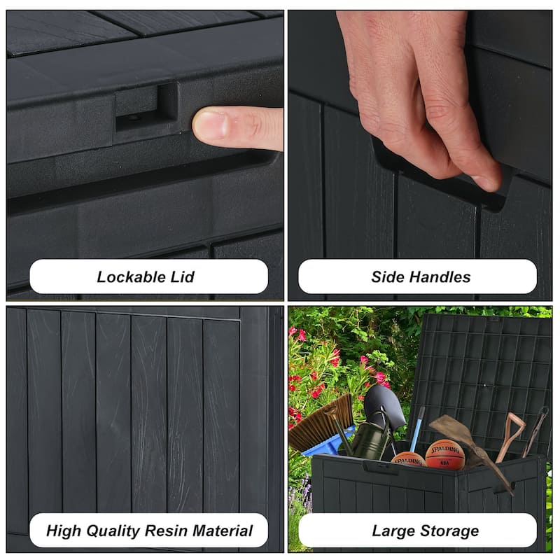 Deck Box with 31 Gallon Capacity, Weatherproof Resin Lockable Outdoor