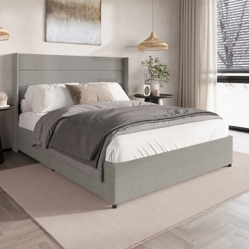 CraftPorch Modern Wingback Platform Lift Up Storage Bed