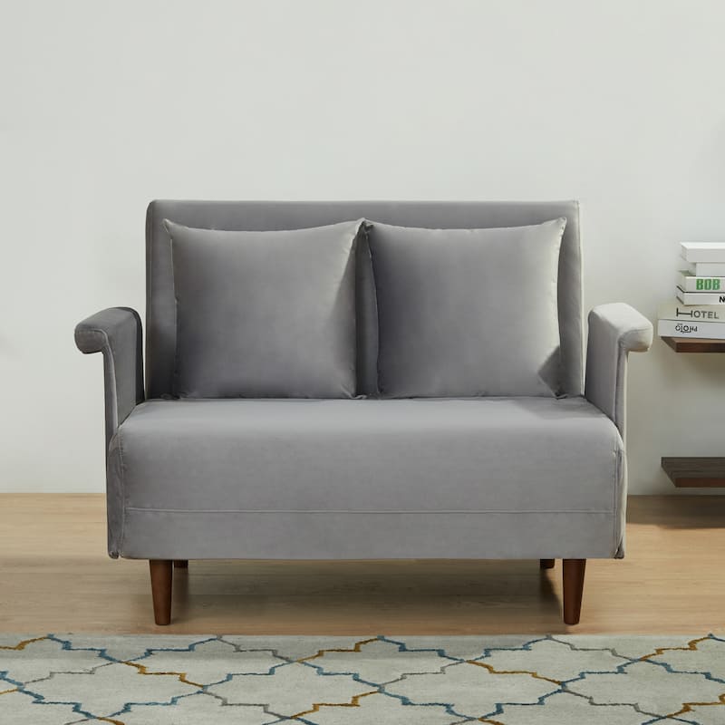 Artdeco Home - Boston & Cypress Convertible Futon Chair - Velvet Gray - Twin