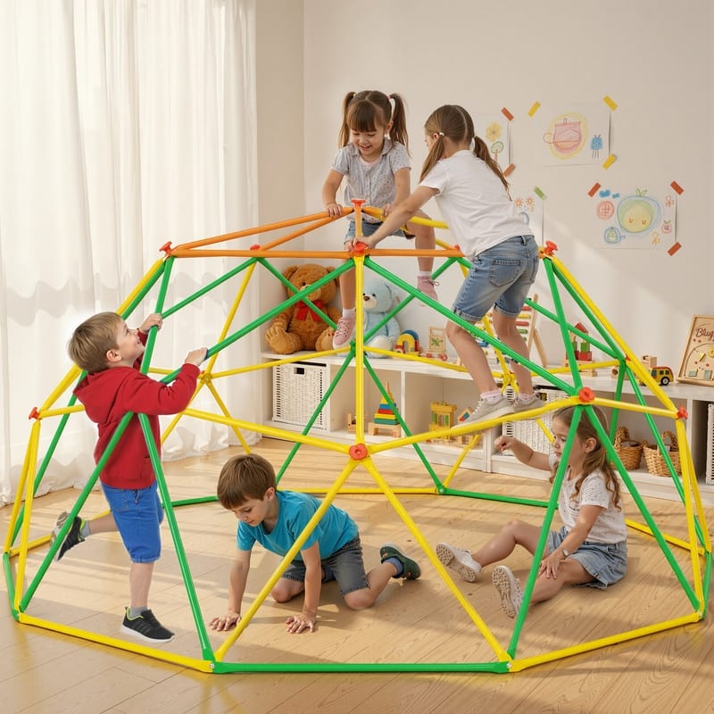 10FT Geometric Climbing Dome Climber Playground for Kids 3-10, Climbing Toys for Kids - N/A