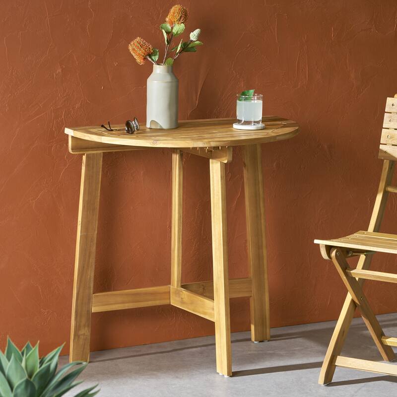Outdoor Half-Round Folding Acacia Wood Bistro table