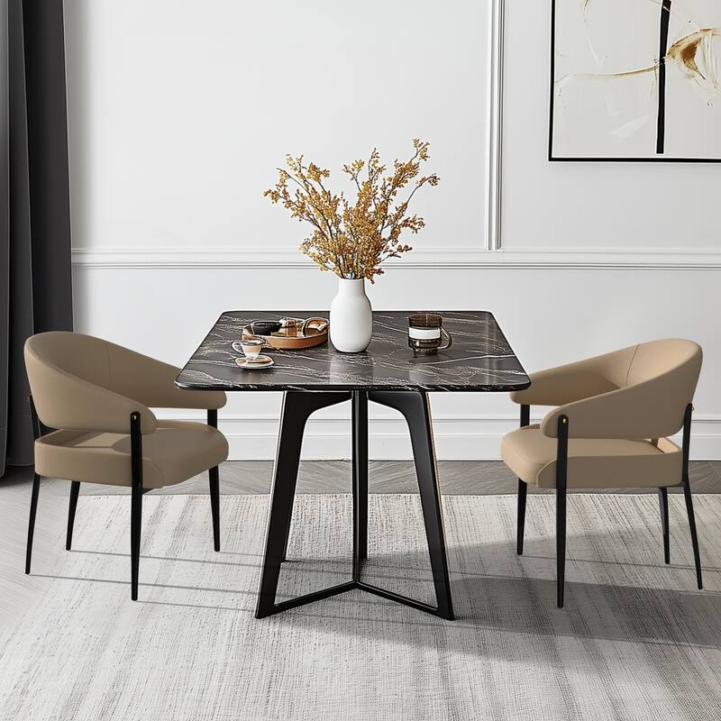 Dining Chairs Set of 2, Upholstered Kitchen Chairs, Comfortable Seat - Light Khaki & Black