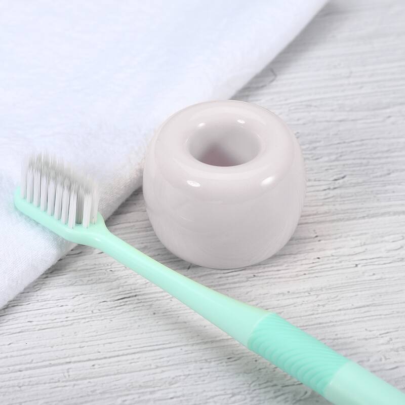 Toothbrush Holder, Round Mini Ceramic Toothbrush Holder Electric Toothbrush Holder, 1.65"x1.18", for Bathroom - Purple
